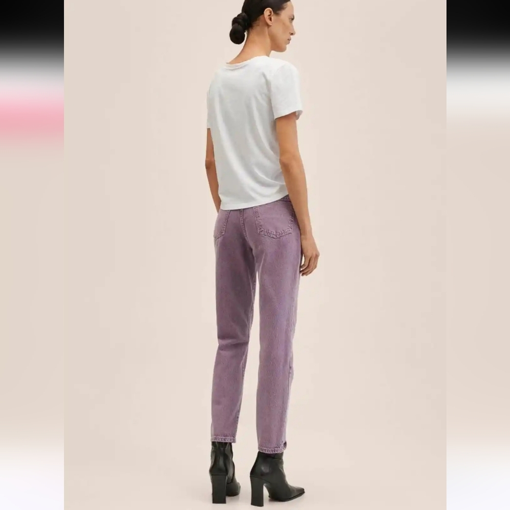 Mango High-Waist Mom Ankle Jeans Size 14 Purple New - Picture 4 of 7
